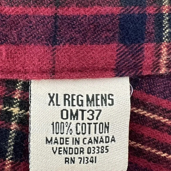L.L. Bean Long Sleeve Flannel Mens XL Reg 100% Cotton Red Multicolor Button Down - Picture 6 of 7